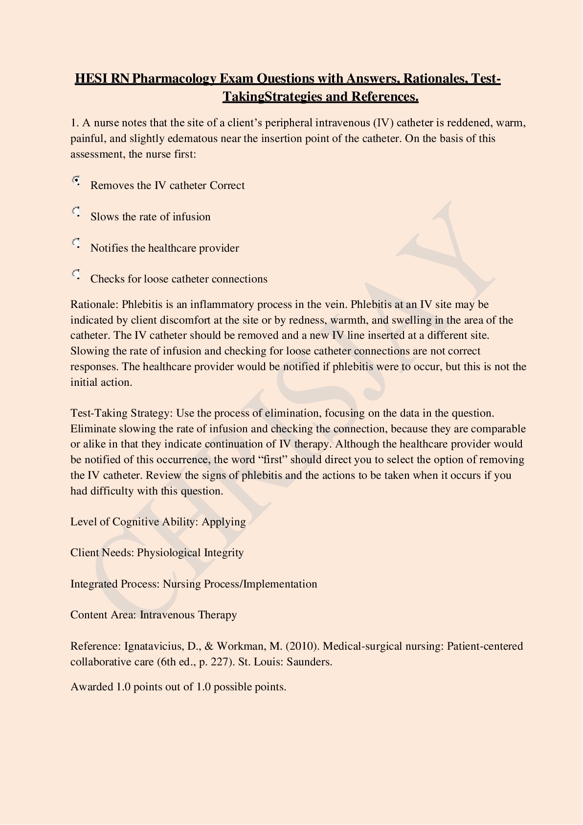 Preview image for HESI RN Pharmacology Exam Questions with Answers, Rationales